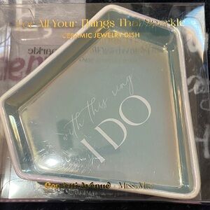 'I DO' Ceramic Jewelry Dish - Iridescent White